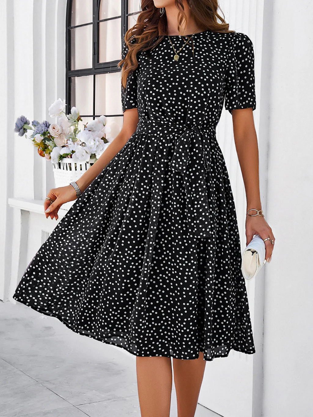 Women's knee-length A-line dress belt tie for Everyday Wear