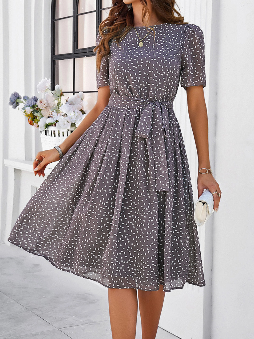 Women's knee-length A-line dress belt tie for Everyday Wear