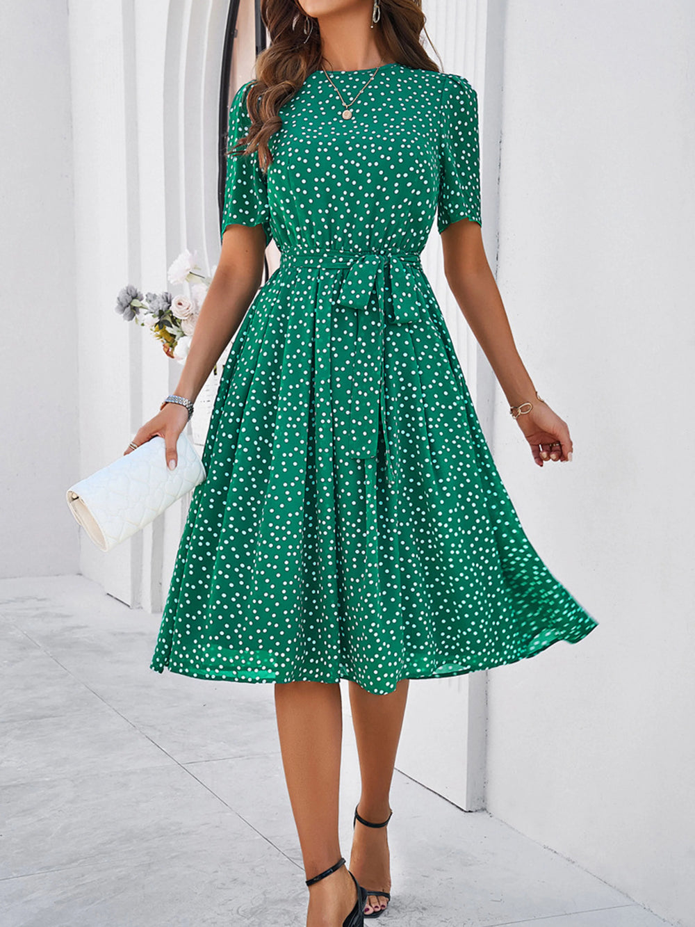 Women's knee-length A-line dress belt tie for Everyday Wear