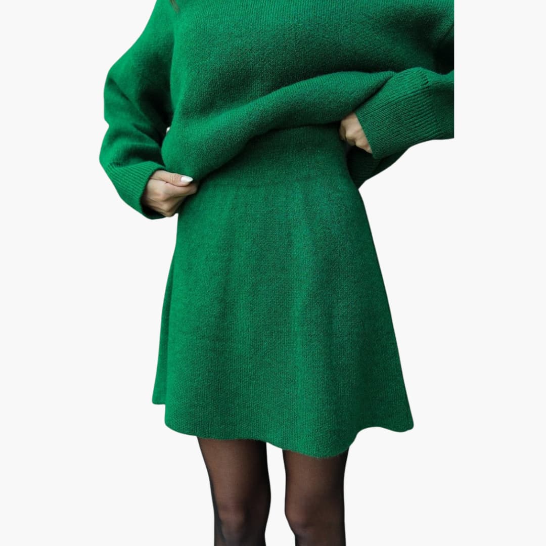 Women's Lounge Set with Crewneck Sweater and Mini Skirt