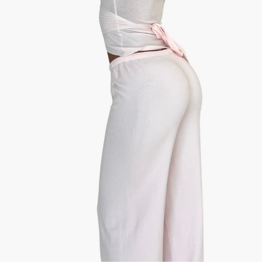 Women’s two-piece set with wrap top and trousers