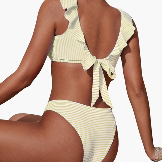 Women’s Bikini Set with Adjustable Straps and Mid-Rise Bottoms