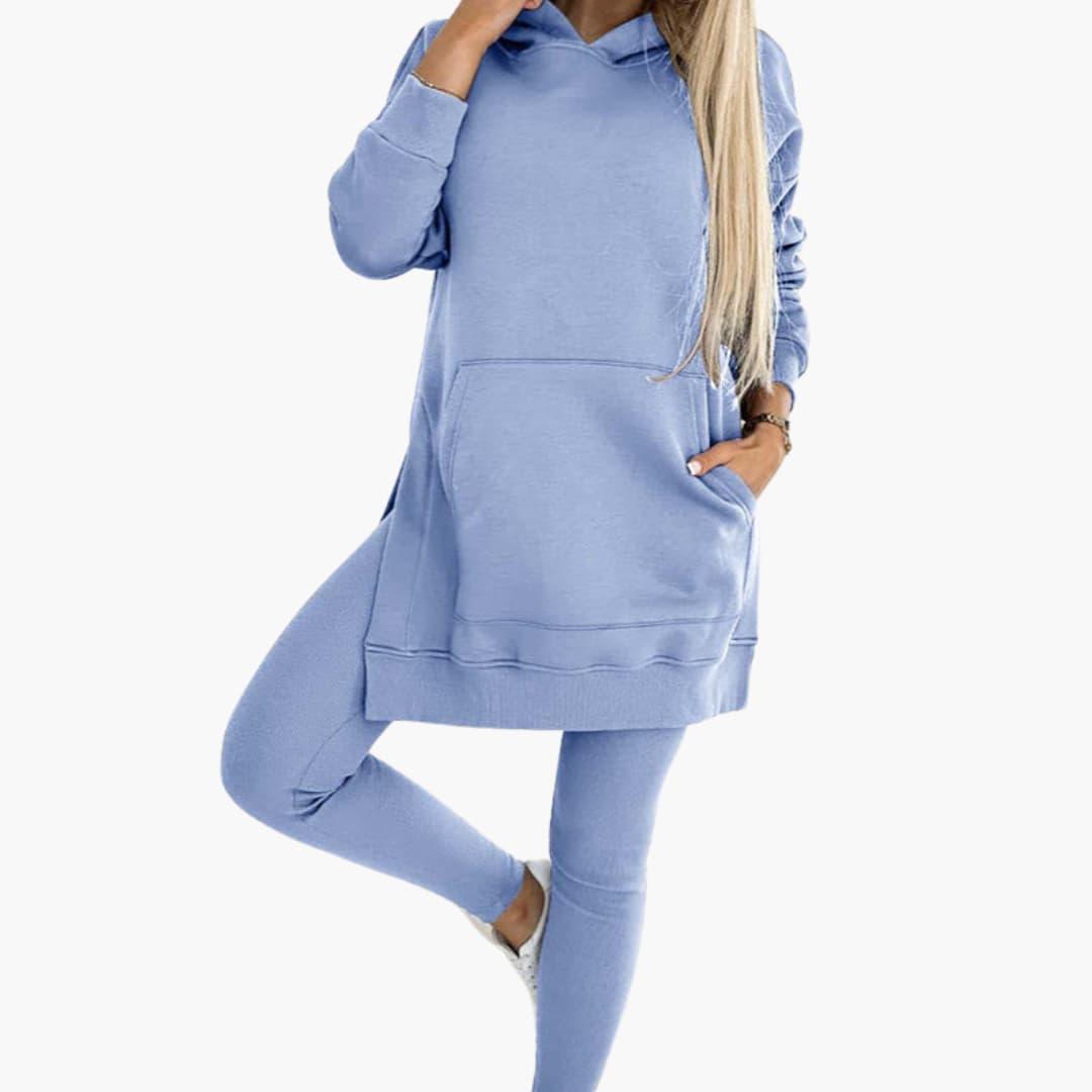Women’s Two-Piece Hoodie and Leggings Set with Fitted Leggings