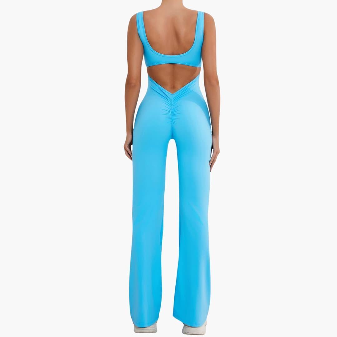Women's Activewear Tracksuit with Sleeveless Scoop Neck and Flared Leg Trousers