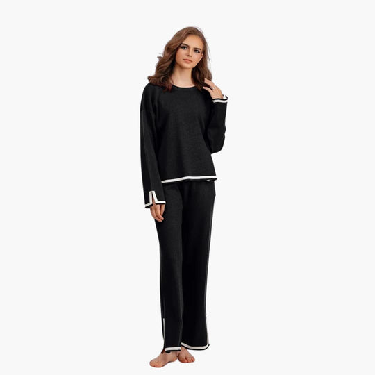 Women’s Two-Piece Set with Long-Sleeve Top and Matching Trousers