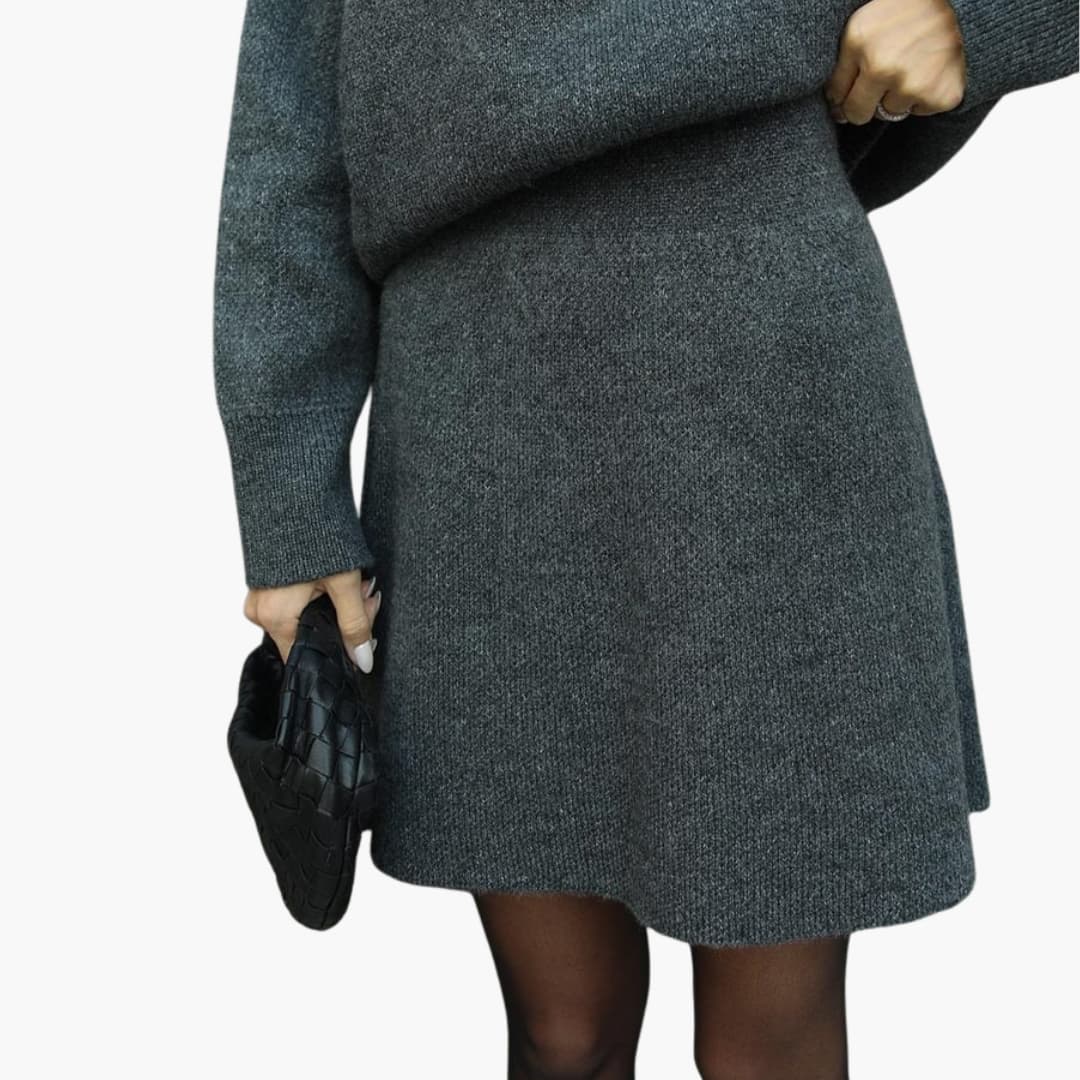 Women's Lounge Set with Crewneck Sweater and Mini Skirt