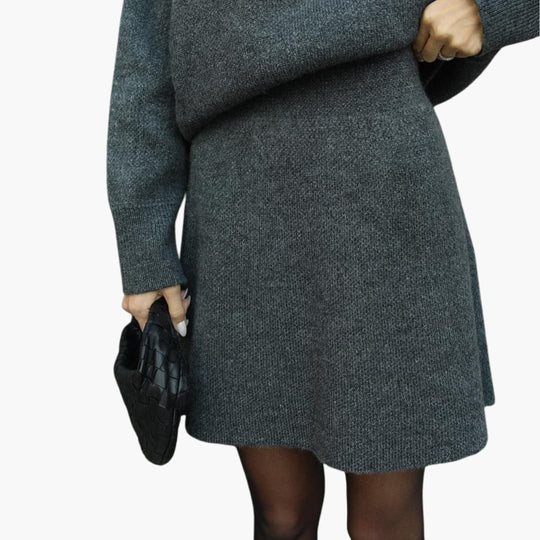 Women's Lounge Set with Crewneck Sweater and Mini Skirt