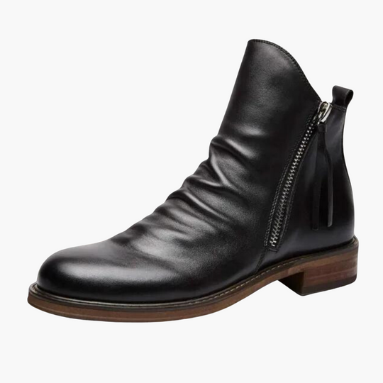 Women's Ankle Boots with Side Zip Fastening and Low Stacked Heel