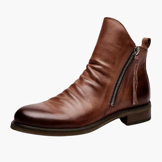 Women's Ankle Boots with Side Zip Fastening and Low Stacked Heel