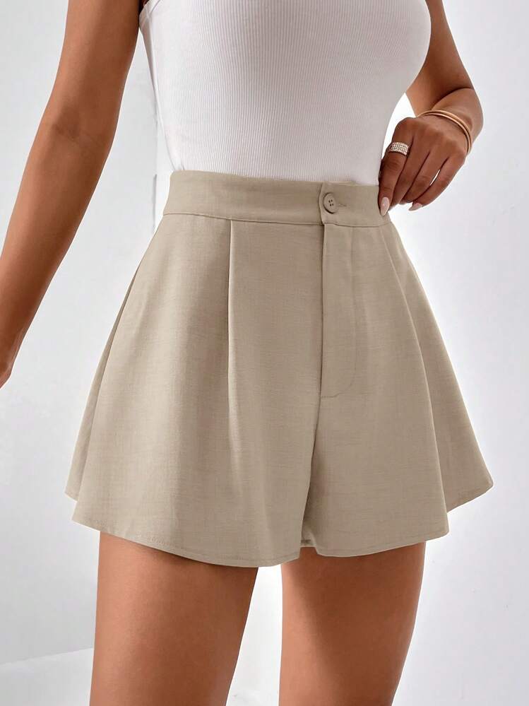 Women's pleated high-waisted flared pleated shorts with Front Pleats for Summer