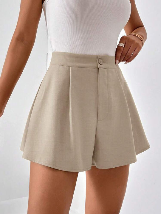 Women's pleated high-waisted flared pleated shorts with Front Pleats for Summer