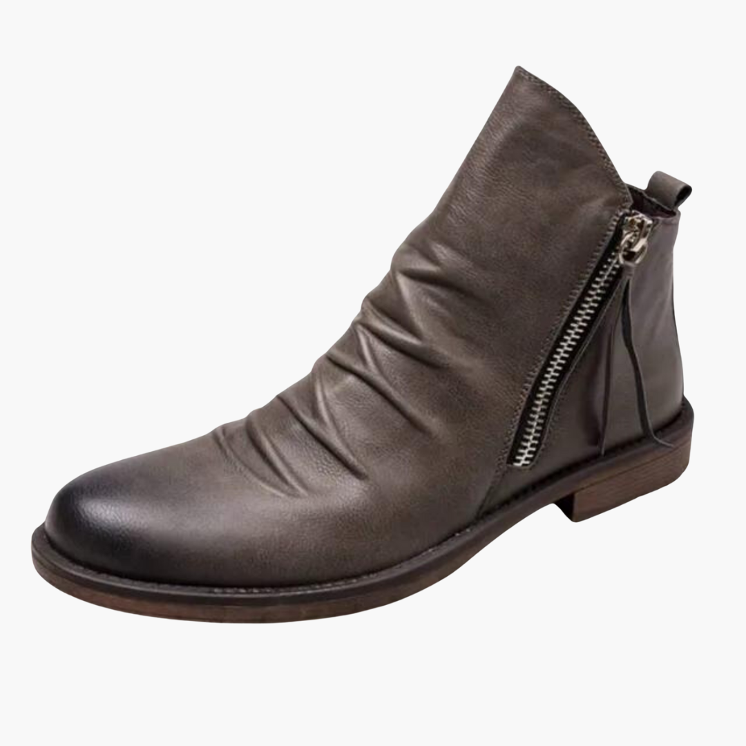 Women's Ankle Boots with Side Zip Fastening and Low Stacked Heel