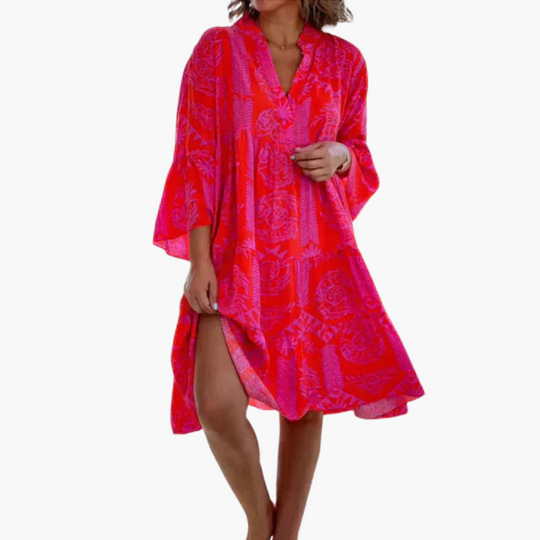 Women’s Loose-Fit Dress with Round Neckline