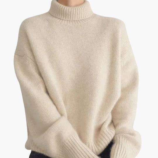 Women's Turtleneck Jumper with Long Sleeves and Ribbed Hem
