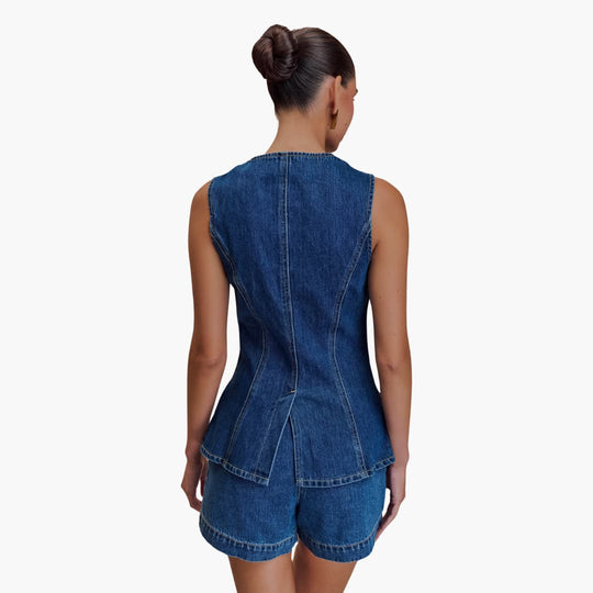 Women’s Two Piece Set with Buttons and Shorts
