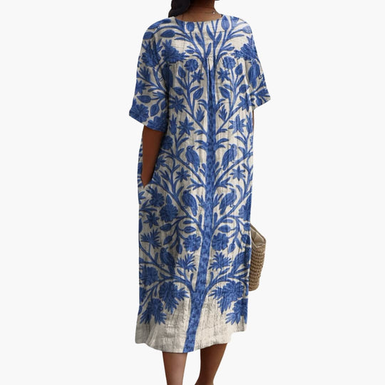 Wedding Guest Floral Midi Dress Women – V-Neck Short Sleeve