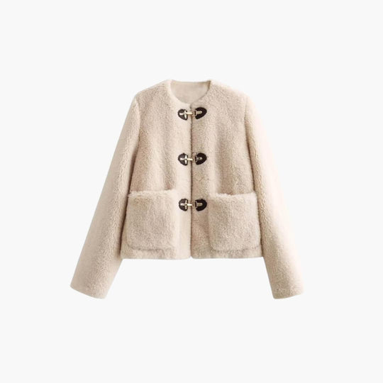Women’s Teddy Coat with Toggle Closure and Round Neck