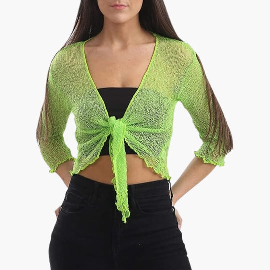 Women's Shrug with Tie Closure and Three-Quarter Sleeves