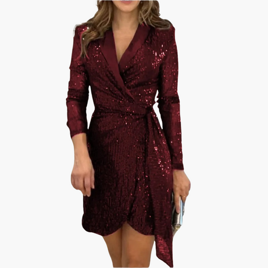 Women’s Blazer Dress with Belted Waist and Structured Design