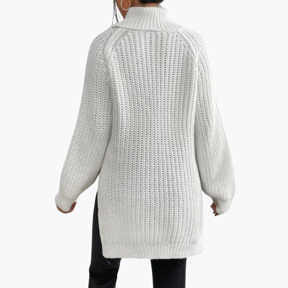 Women's Knitted Jumper with Turtleneck and Long Sleeves
