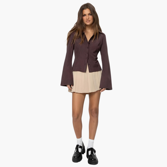 Women’s Blouse with Long Sleeves and Vertical Stripes