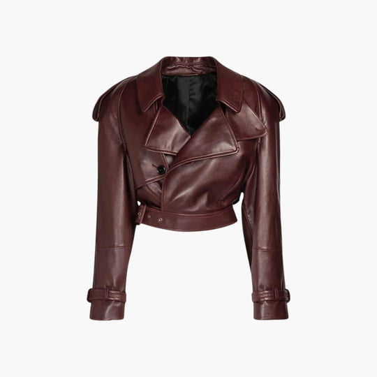 Women’s Cropped Coat with Shaped Silhouette and Long Sleeves