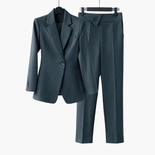 Women’s Blazer Set with Notched Lapel and Straight-Leg Trousers