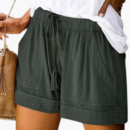 Women's Casual Summer Shorts with Elastic Waistband and Drawstring