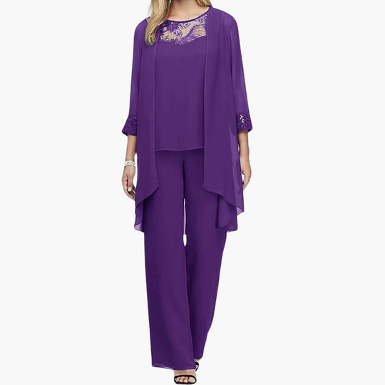 Women’s Three-Piece Suit with Tailored Jacket and Trousers