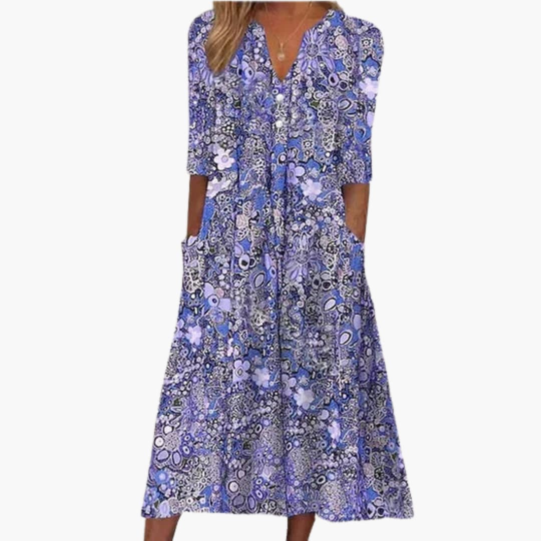 Bohemian Style Midi Dress for Women - Casual Summer Wear - Made by Jessica