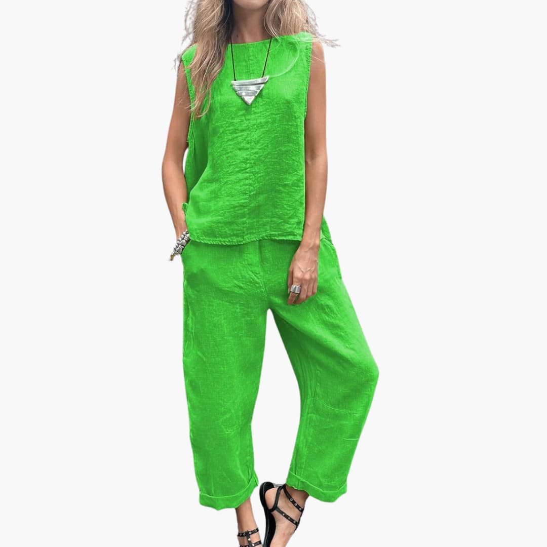 Women’s two-piece set with sleeveless top and trousers