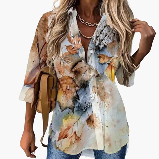 Women’s Blouse with Button Fastening and Floral Print