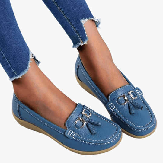 Women’s Slip-On Loafers with Tassel and Buckle Detail