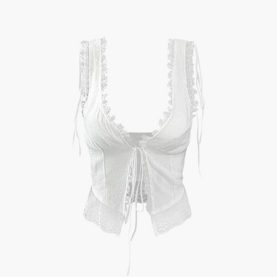 Women’s V-Neck Top with Lace Trim