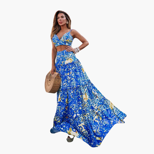 Women's Two - Piece Set with Crop Top and Maxi Skirt