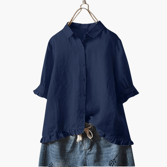 Women’s Blouse with V-Neck and Long Sleeves