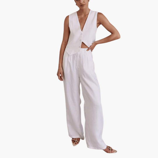 Women’s V-Neck Vest and Wide-Leg Trousers Set