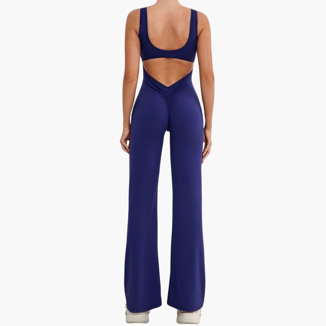 Women's Activewear Tracksuit with Sleeveless Scoop Neck and Flared Leg Trousers