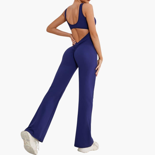 Women's Activewear Tracksuit with Sleeveless Scoop Neck and Flared Leg Trousers