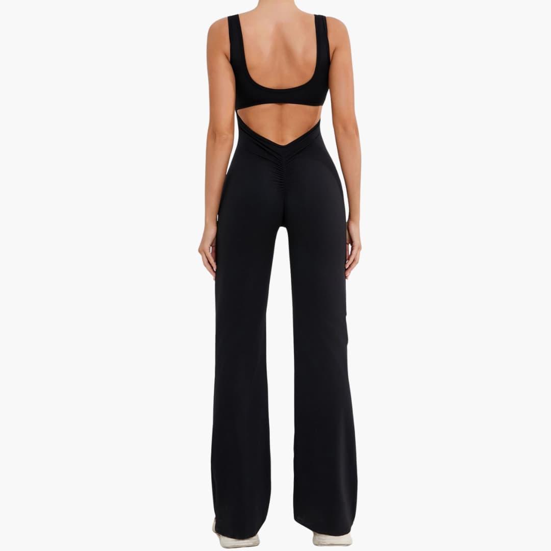 Women's Activewear Tracksuit with Sleeveless Scoop Neck and Flared Leg Trousers