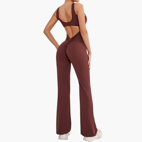 Women's Activewear Tracksuit with Sleeveless Scoop Neck and Flared Leg Trousers