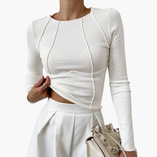 Women's Slim-Fit Long Sleeve Top with Crew Neck