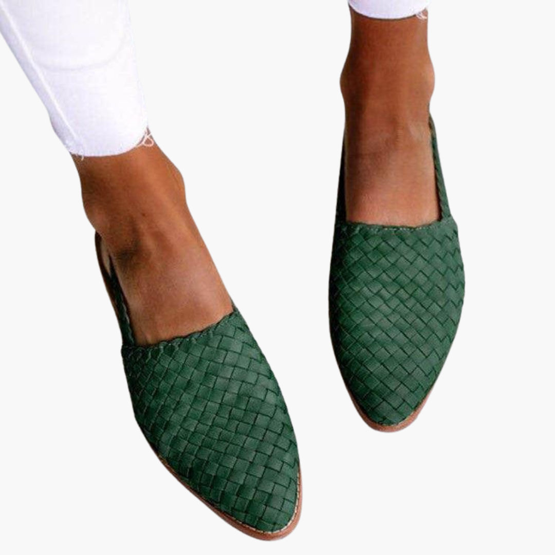 Braided Leather Slingbacks for Women - Flat Summer Shoes - Made by Jessica