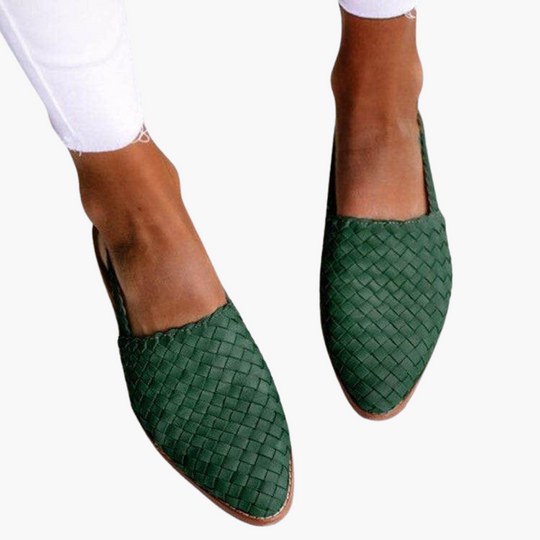 Braided Leather Slingbacks for Women - Flat Summer Shoes - Made by Jessica