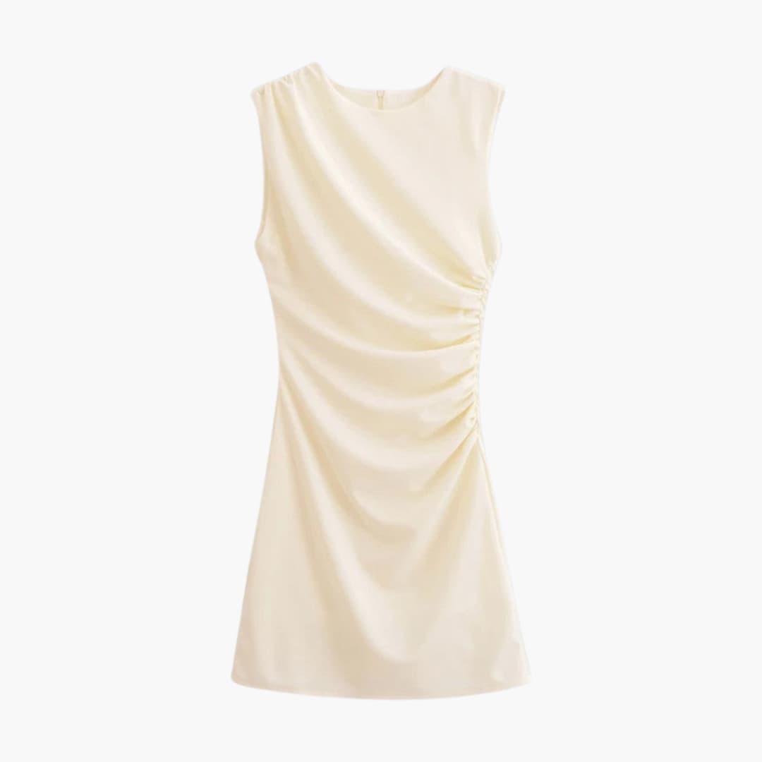 Women's Sleeveless Mini Dress with Draped Design and Bodycon Fit