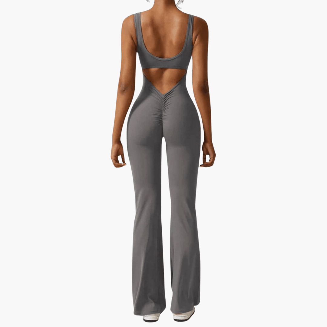Women's Sleeveless Jumpsuit with Scoop Neckline and Flared Legs