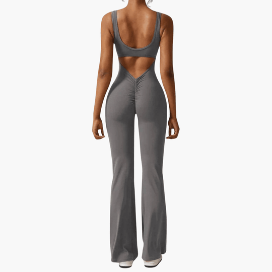 Women's Sleeveless Jumpsuit with Scoop Neckline and Flared Legs
