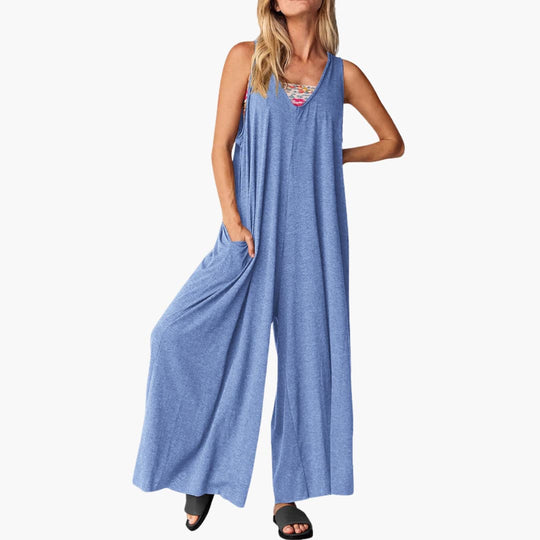 Women’s V-Neck Jumpsuit with Relaxed Fit