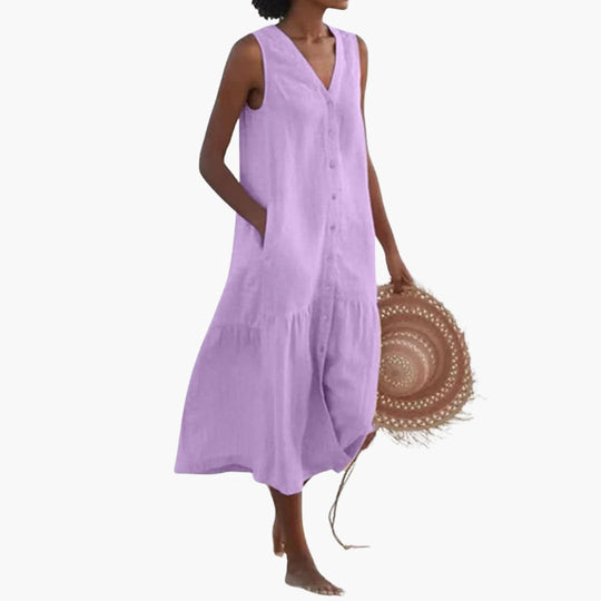 Button-Down Midi Dress for Women - Casual Summer Style - Made by Jessica