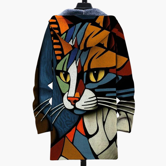 Women's Zip-Up Hoodie with Hood and Graphic Print